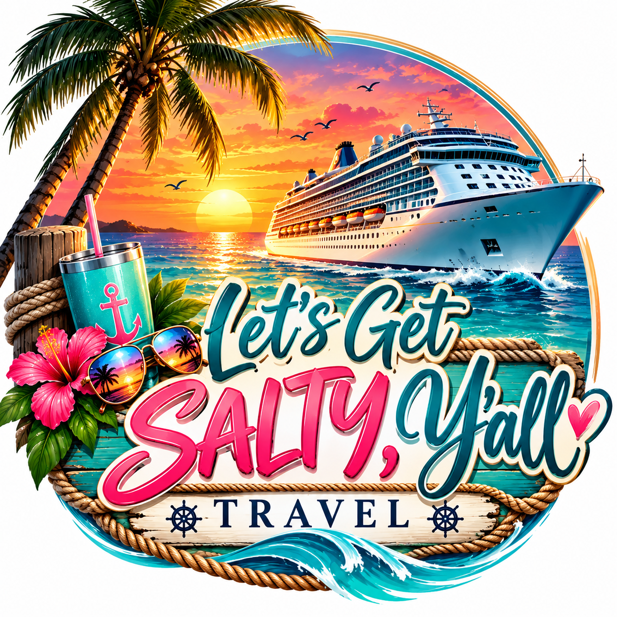 Let's Get Salty. Y'all Travel logo